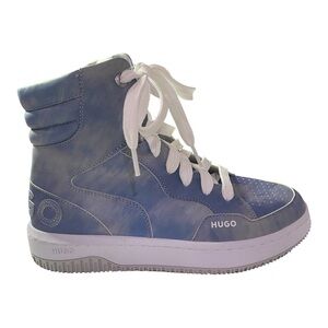 New HUGO Killian Hilto Sneakers Size 6.5-7 / 37 High Tops Blue Grey Watercolor